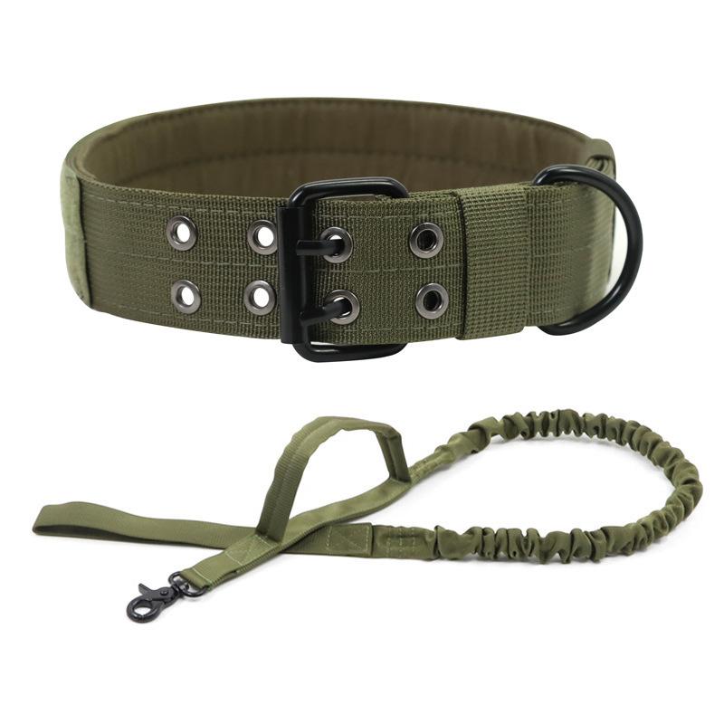 Outdoor tactical dog collars tactical training dog collars nylon adjustable pet collars traction ropes pet supplies (olive drab,M) оливковое drab
