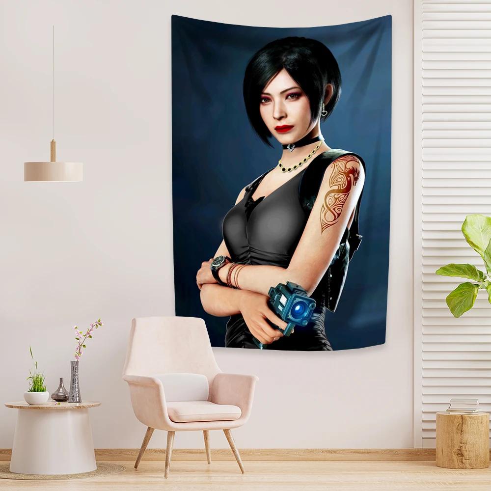 Classic Horror Game Character Tapestry Ada Prints Home Decor Aesthetics Wall Hanging Bedroom Dormitory Backdrop Covering Banner