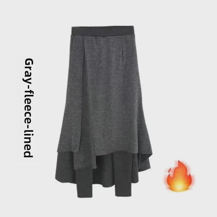 Unregelmäßige mehrlagige Rockhose für Damen Herbst/Winter 2023 – Nischendesign, große Größe, falscher zweiteiliger Stil.