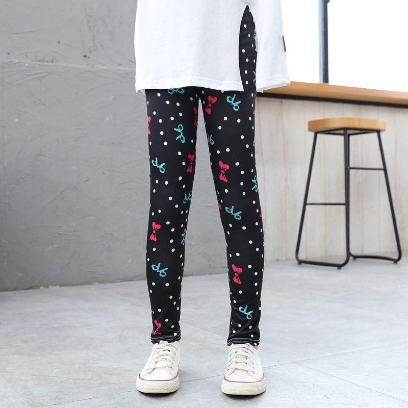 Girls' Summer Thin Children's Elastic Leggings with Milk Silk Printed Pants Mosquito Proof