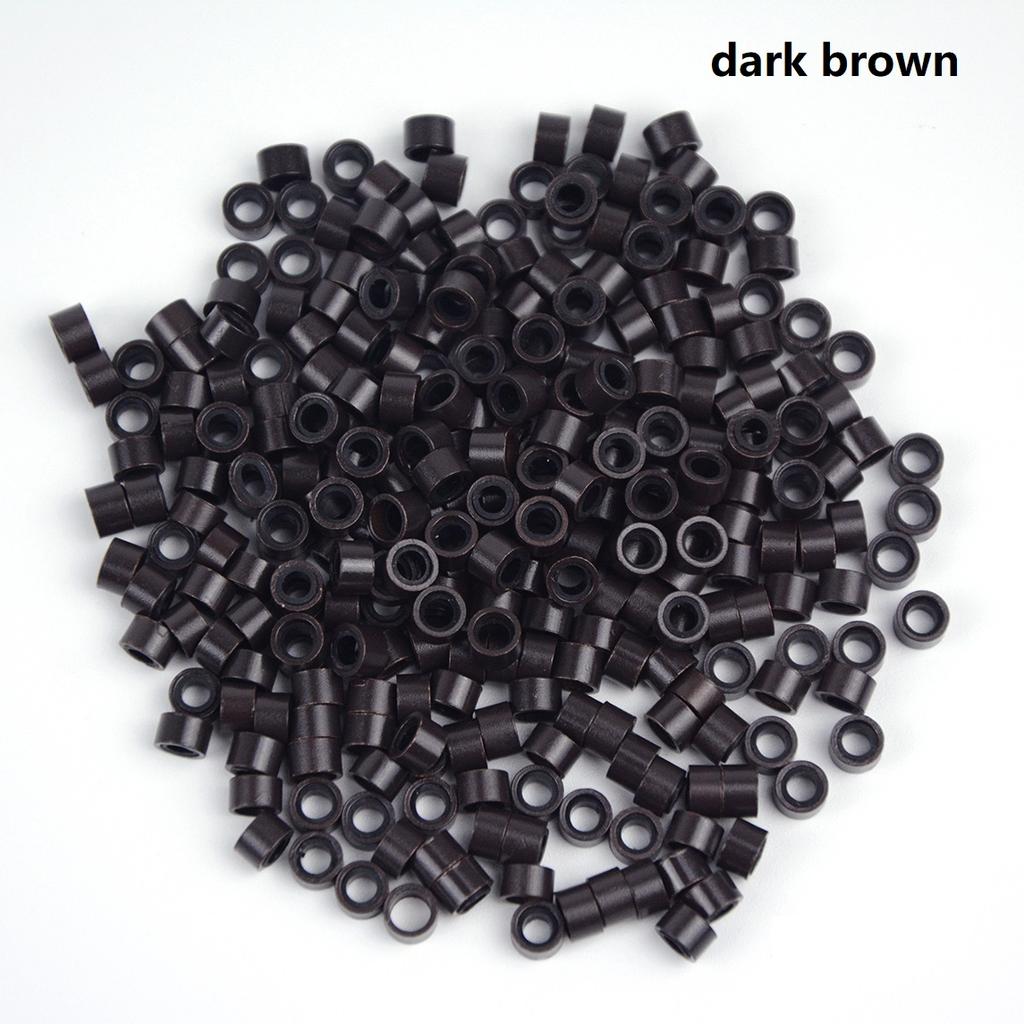 500 Pcs Hair Extensions Rings 5.0X3.0X3.0mm Micro Silicone Lined Link Hair Beads for Hair Extensions