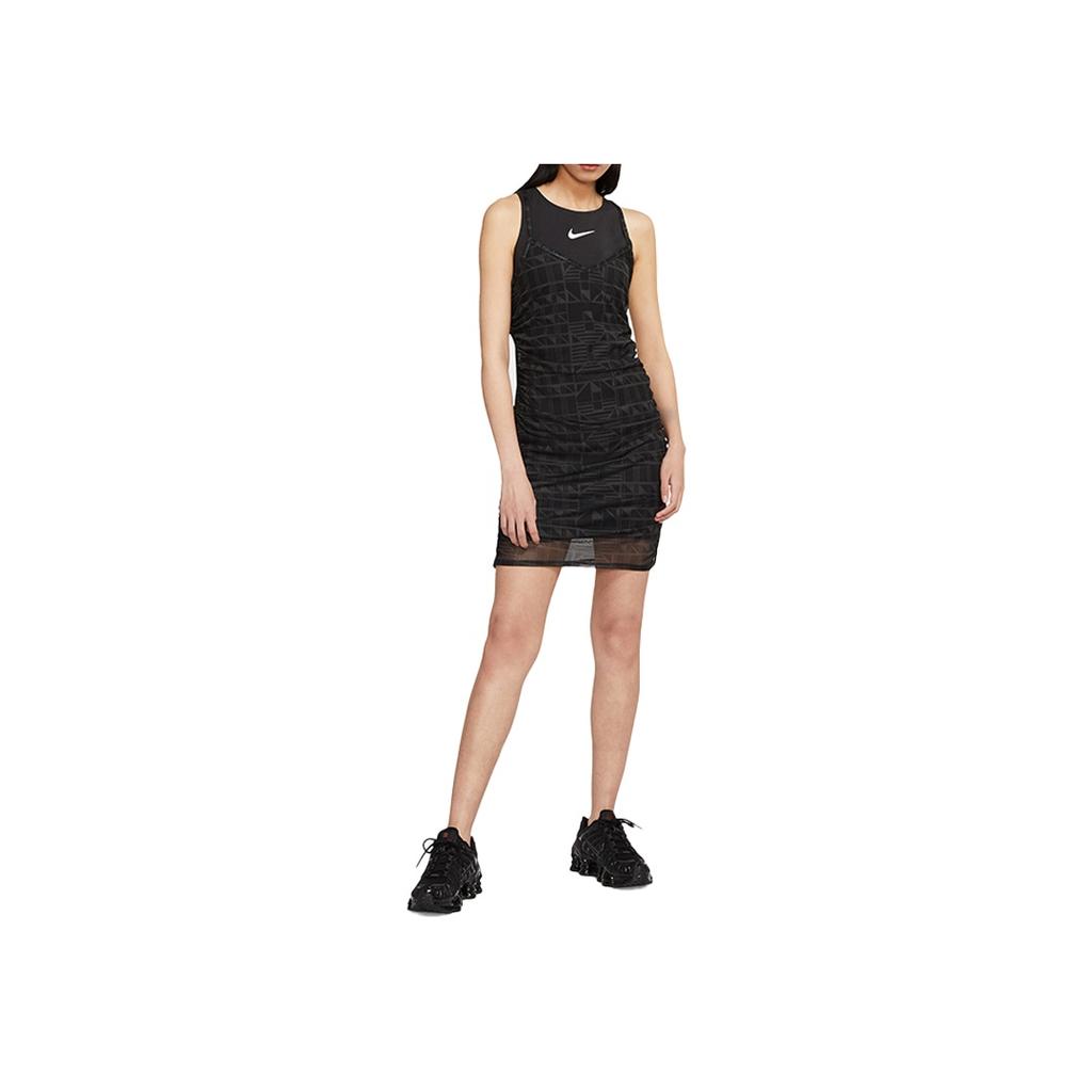 Nike Abito Sportivo Casual Senza Maniche Girocollo con Stampa Logo Solido Traspirante Donna Abiti Nero CJ3001-010