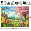2D Cherry Blossom Backdrop, Pink Sakura Tree with Butterflies Photo Background for Studio Photography