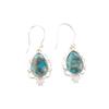 Blue Copper Turquoise Gemstone 925 Stamped Silver Handmade Jewelry Hook Earrings EE-163-40