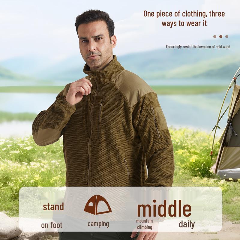 

Men s Tactical Plaid Fleece Windbreaker Jacket for Outdoor Sports and Camping Small