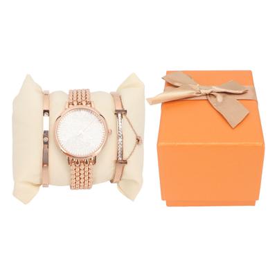 Women Watch Bracelet Fashionable Classic Rhinestone Decor Ladies Watch Bracelet Set for Daily Party
