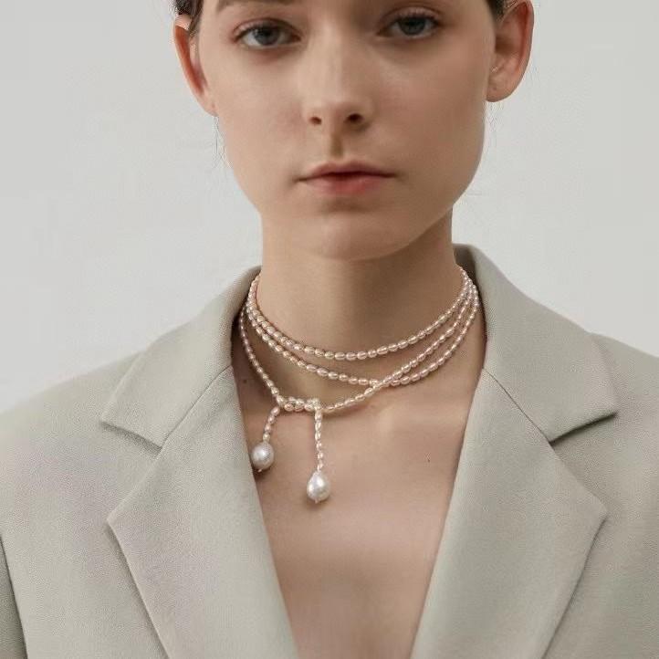 Natural freshwater pearl necklace Women's autumn and winter light luxury A variety of ways to wear long temperament Internet celebrity retro niche