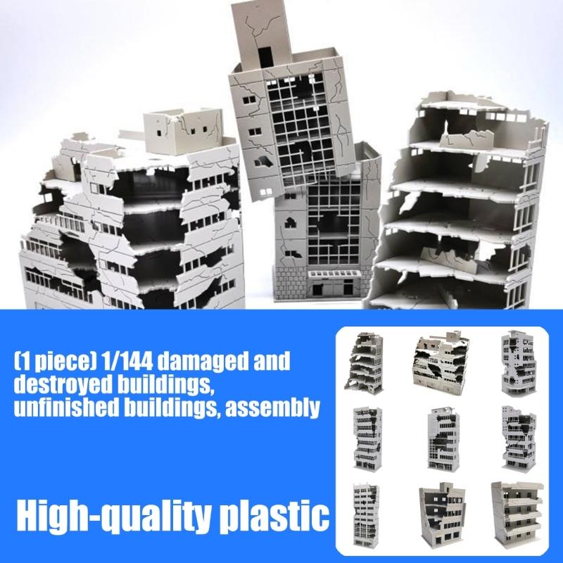N Scale 1:144 Railway Scenery City Ruined Building Model Outland Model for DIY Sand Table Microlandscape Ornament