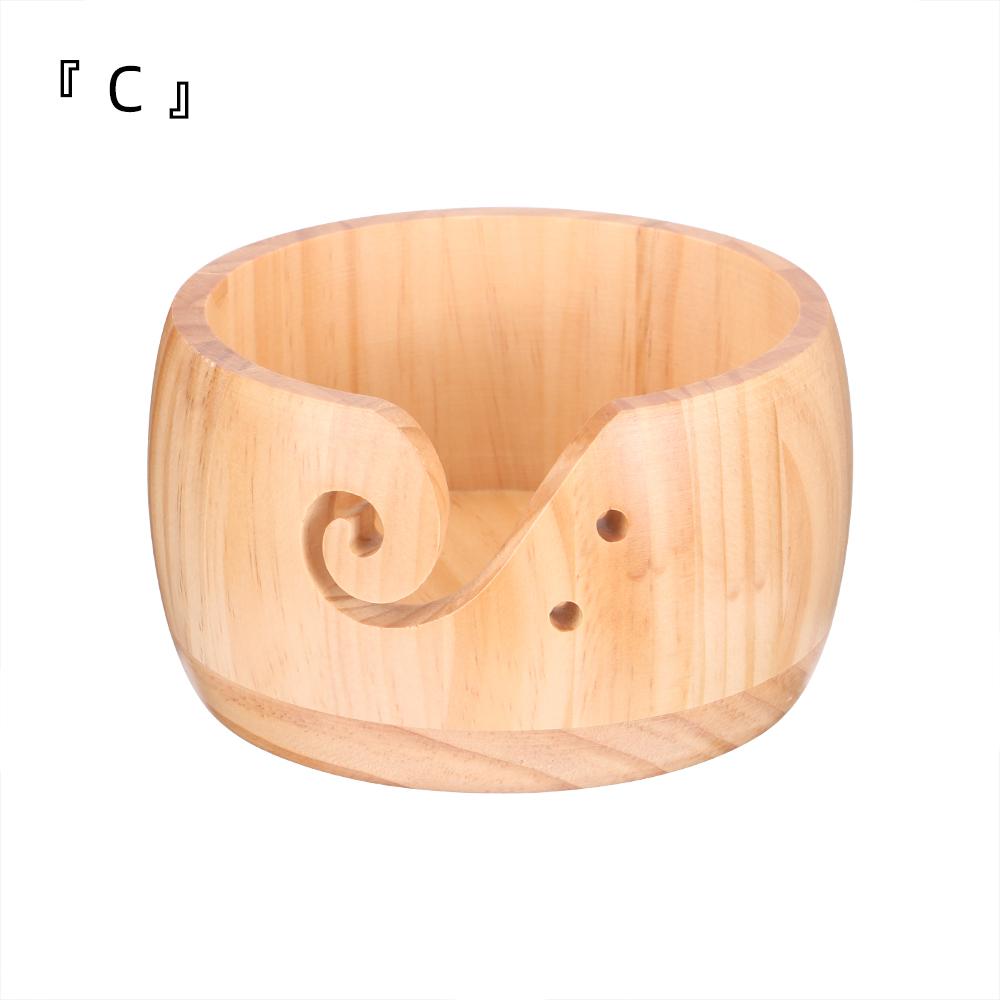 Wooden Yarn Bowl Knitting Yarn Bowls with Holes Crochet Bowl Holder Handmade Yarn Storage Bowl for DIY Knitting Crocheting