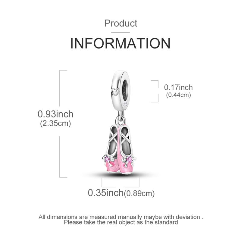 Compatible With Authentic Charm Bead Charms Pink Bow Ballet Shoe copper Charm Pendent Dangle Bead Bracelets Necklaces Do It Yourself Women Jewellery G