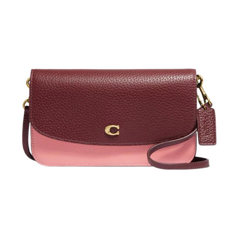

COACH Hayden 20 C logo color block flap, exquisite pebbled leather, shoulder crossbody bag, small size, women s red and pink червоний