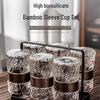 Embossed Glass Water Cup Set for Living Room, High-Temperature Resistant Teaware for Coffee or Beer