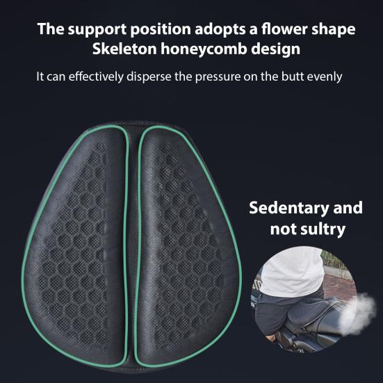 Motorsykkel Gel Setepute 3D Honeycomb Pustende Støtdemping Beskyttelse av sensitive områder Lindring av halebeinsømhet Motorsykkel Setetrekk