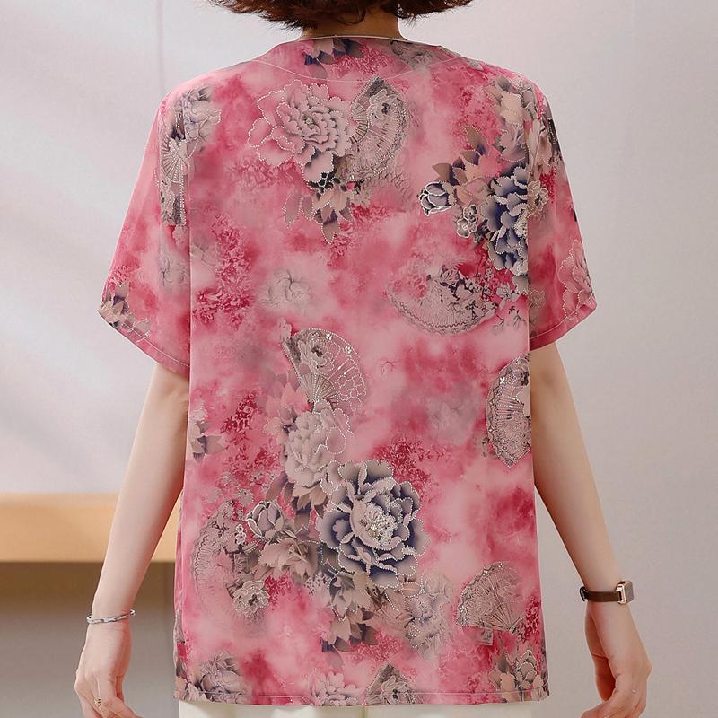 Blusas Elegantes de Talla Grande para Mujer 4XL-8XL Verano Tops Oversize Camisas Casuales de Manga Corta para Mujer