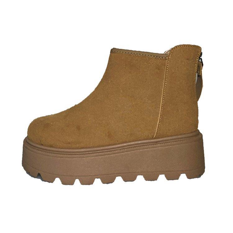 Höjande snökängor med tjock sula för kvinnor att bära utomhus, nya retro casual muffinsmjuka bomullskängor för vintern, sammetsvarma bomullsskor