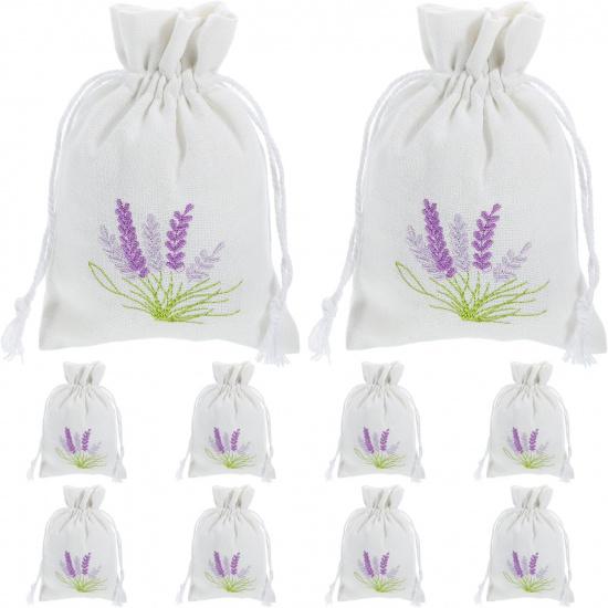 10pcs Refillable Lavender Sachet Bags, Cotton Cloth Drawstring Pouches for Wardrobe Storage, White, 5.51x3.93 Inches, Ideal for Home, Weddings