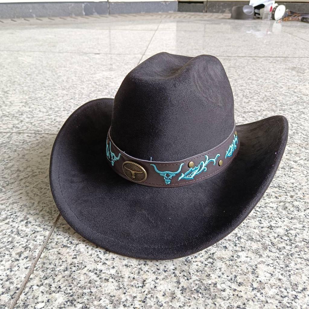 Suede Cowboy Hat Men And Women Curled Brim Western Cowboy Hat Solid Color Classic Hat Cowboy Hat Chapeau Homme