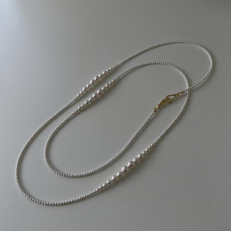 Irregular Pearl Long Necklace Accessories High-end French Fashion Light Luxury Collarbone Chain Versatile Necklace Women