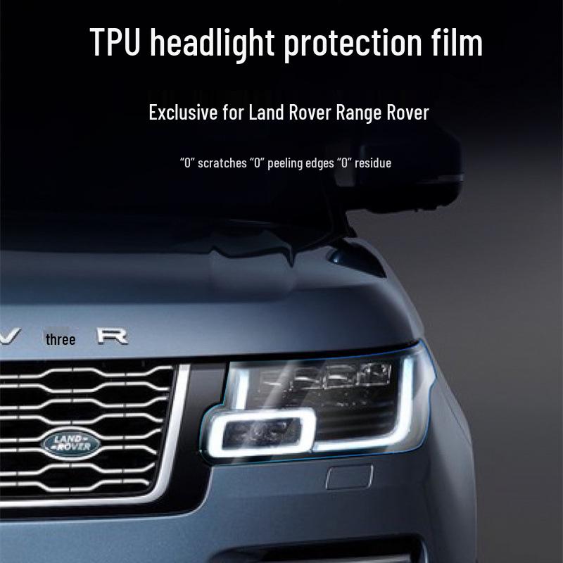 Compatible with 25 Land Rover Range Rover Models: Blacked-out TPU Headlight/Taillight Film with Light-controlled Color Changing.