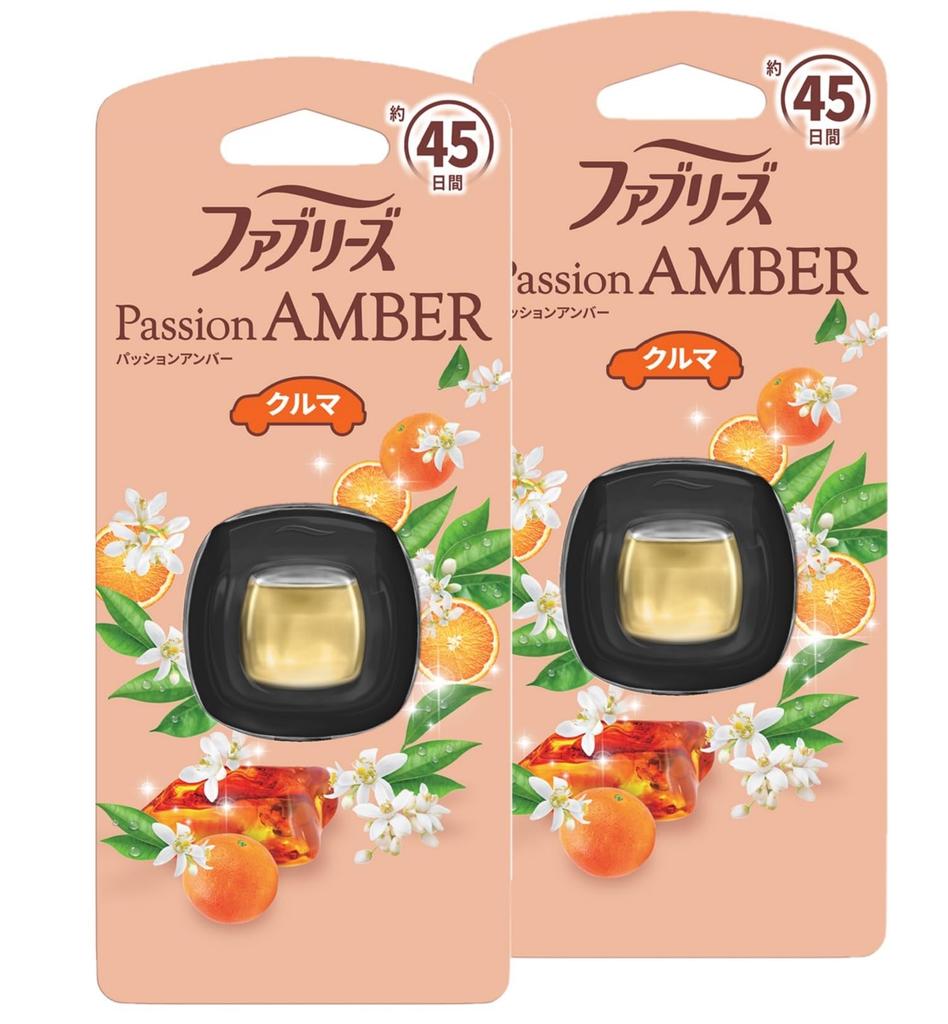 Febreze for Cars, Easy Clip, Passion Amber, 0.8 Fl Oz (2.2 Ml) X 2 Packs