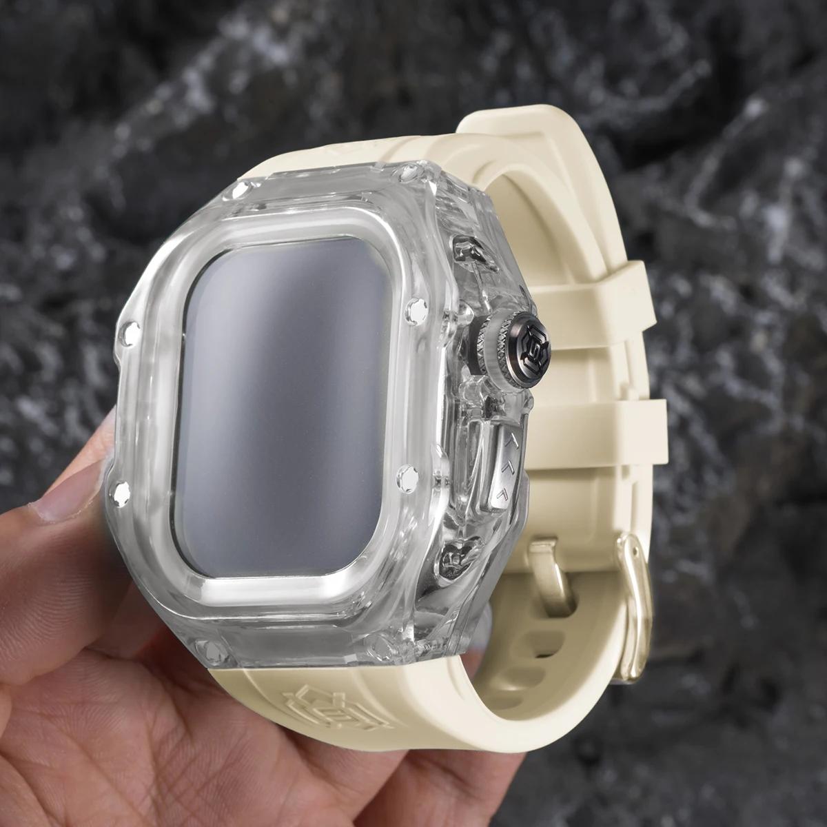 

Розкішний прозорий чохол для ремінця Apple Watch Ultra 2 49 мм, комплект для модифікації, силіконовий ремінець для IWatch Ultra 49 мм, гумовий браслет For Ultra 49mm