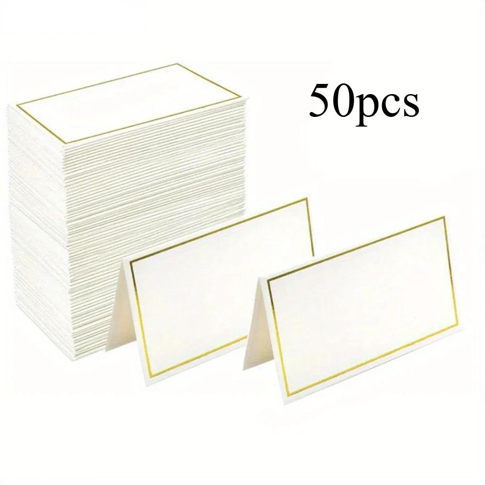 50/100pcs Gold Foil Table Card Wedding Name Guest Card, Seat Name Card Bouquet Gift Cardboard Cards Fo Multipurpose