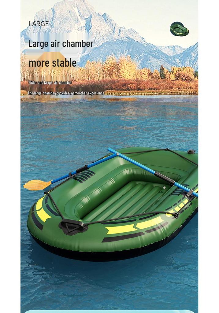 Thickened Military Green 2/3-Person Inflatable Kayak & Fishing Raft