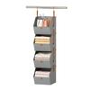 1 Set Collapsible Hanging Closet Organizer Adjustable Wardrobe Storage System with Hooks 4 Tier Closet Shelves Foldable Fabric Storage Bins
