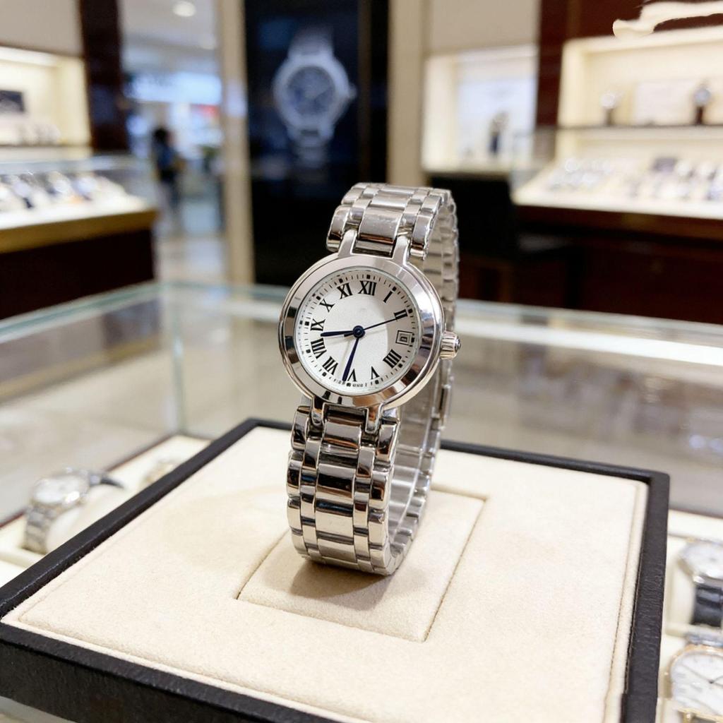 "Heart Moon Series Women's Quartz Watch with Steel Band and Roman Shell Diamond Dial"