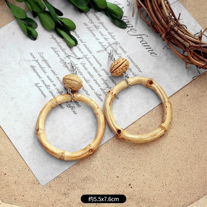 New summer bohemian retro vacation grass vine woven earrings femininity long island beach wooden earrings