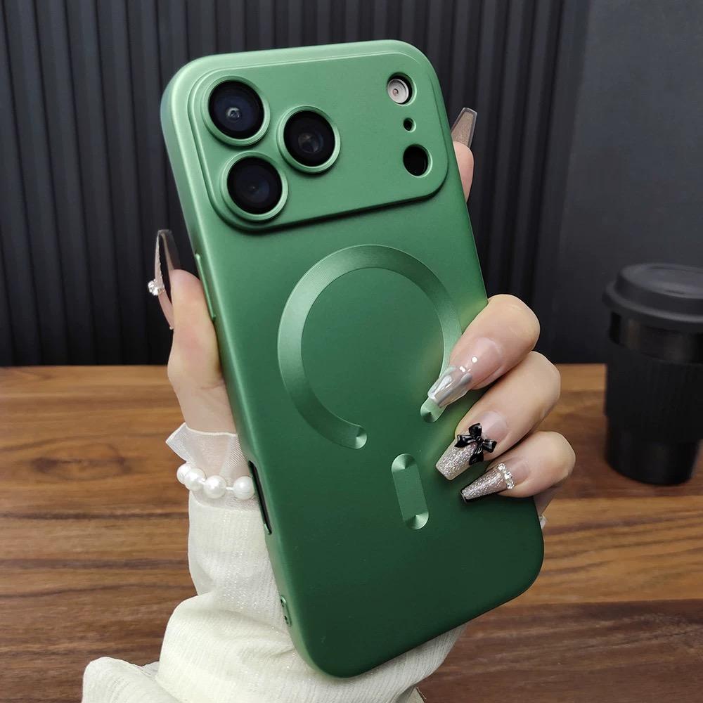  For Magsafe Magnetic Charging Case For iPhone Air 17 16 15 14 13 12 11 Pro Max Plus Glass Lens Protection Frosted Cover