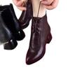 Women's Boots: Soft Leather, Medium Thick Heel Boots, Women's Cotton Shoes with Soft Fleece Soles