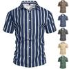 2026 Men's New Summer Fashion Striped Short-Sleeved Shirt Casual Beach Short-Sleeved T-Shirt Male