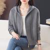 2025 Spring/Autumn Red Hooded Short Jacket for Middle-Aged Women - Petite Knitted Cardigan
