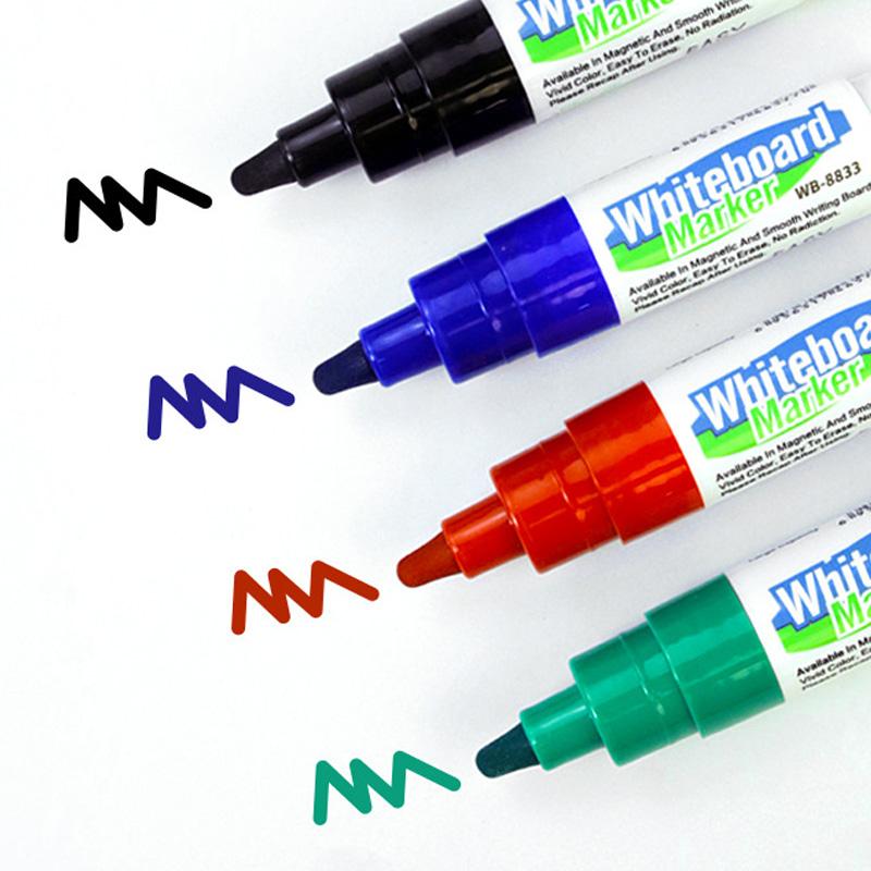 4color Whiteboard Marker With Eraser,2.0mm Nib,Erasable,High-Capacity,Safety,Non-Toxic,Office Meeting Teaching