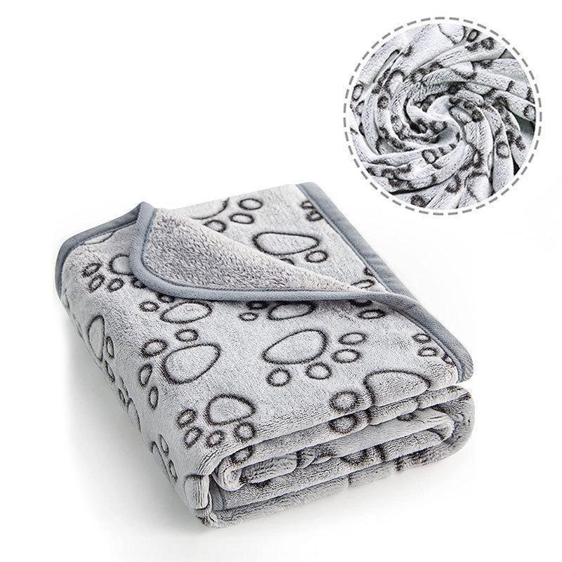 Warm Flannel Cut Paw Print Pet Blanket Soft Cozy Throw for Dogs Cats Couch Bed Essential
