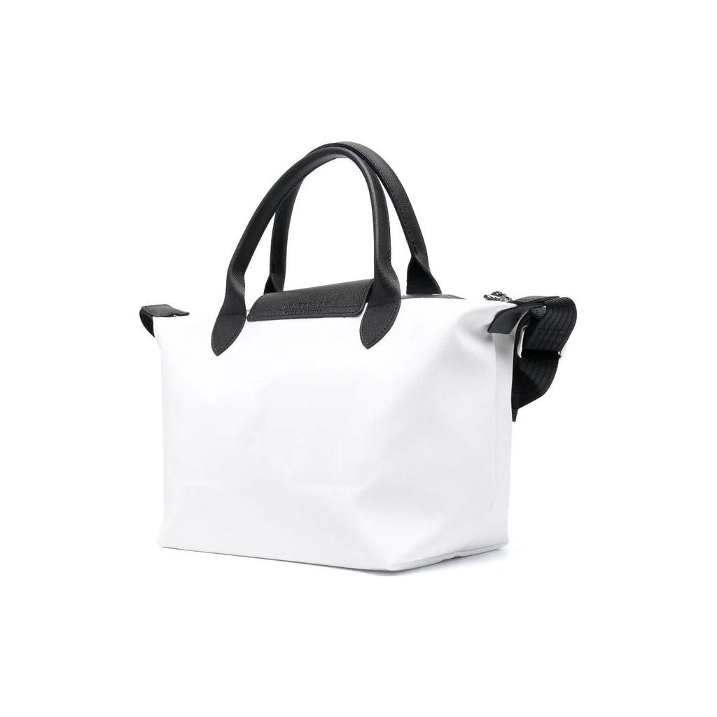 Longchamp Le Pliage Energy 25 Button Zipper Closure Canvas And Leather Dumpling Shoulder Crossbody Tote Bag Small Women Bags Black White 1512HSR007