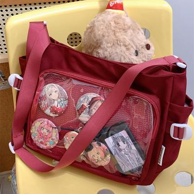 HEISS Y2k Harajuku Umhängetasche Damen Ita Tasche Japanische Schultertasche mit Klarsichtfenster College Umhängetasche Tragetaschen