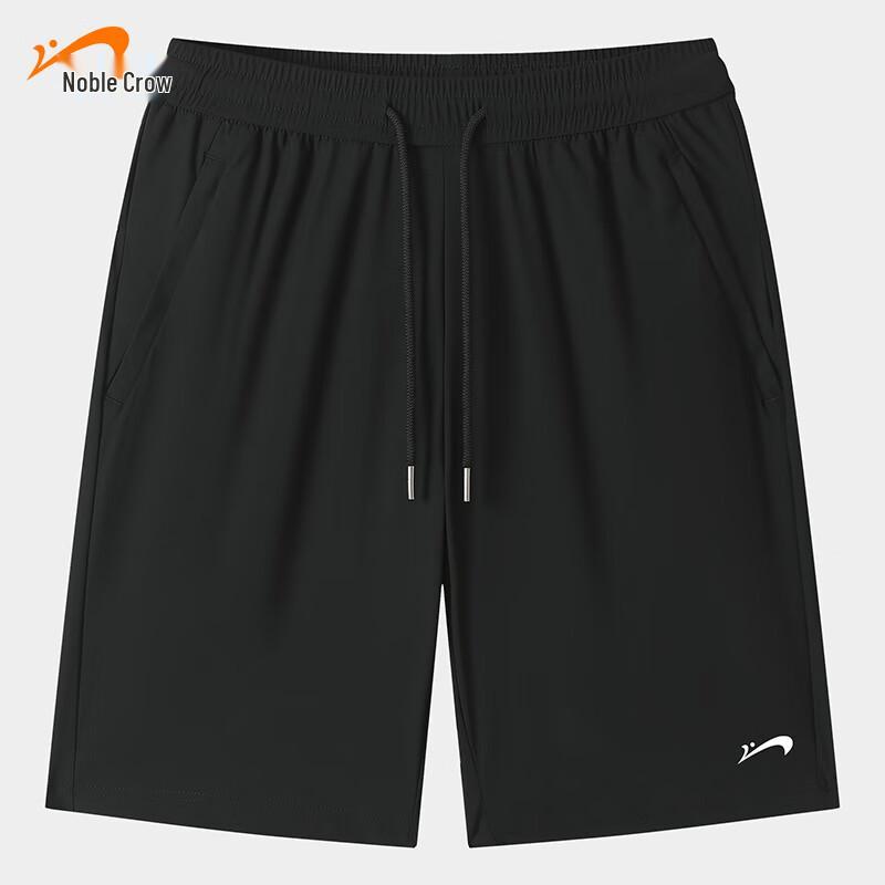 Guirenniao Men s Summer Quick-Dry Ice Silk Drawstring Shorts with Pockets M