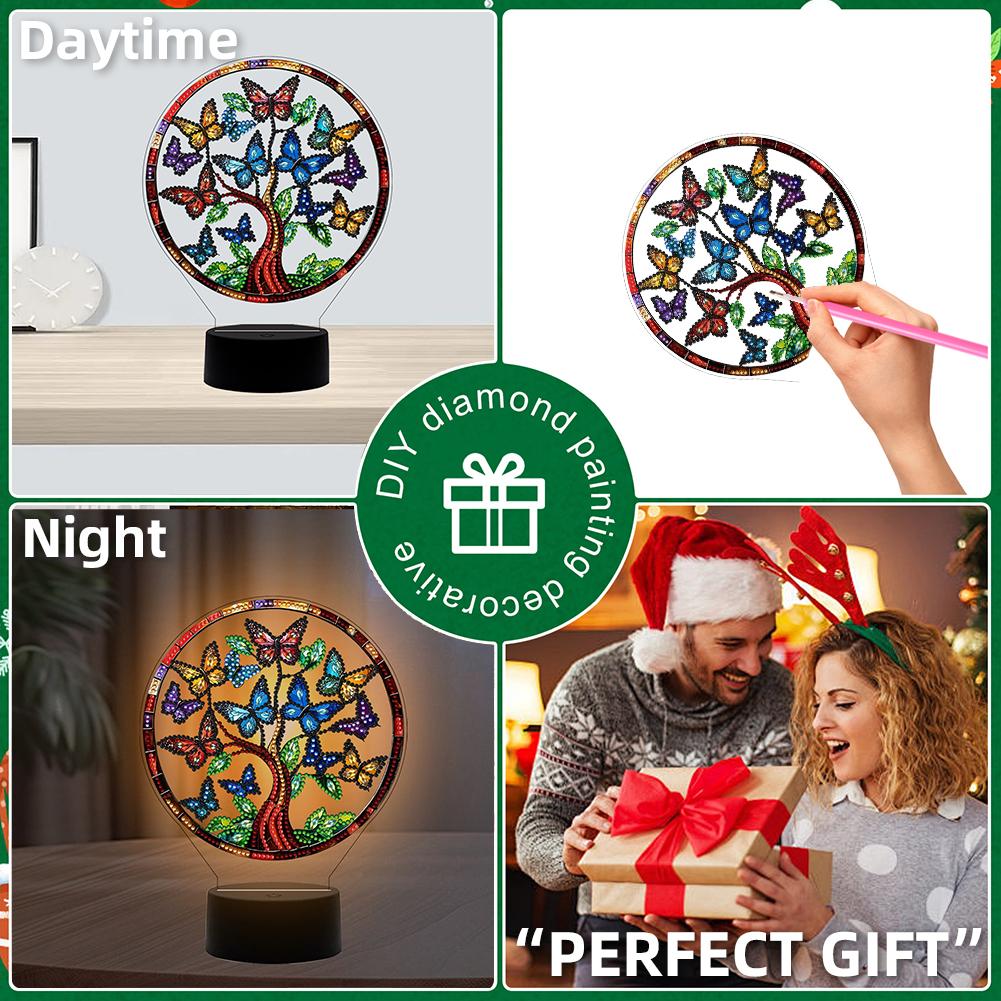 Acrylic Double Sided Vase Decorative DIY 5D Diamond Lamp Diamond Painting Night Light Diamond Art Light Ornaments for Home Decor