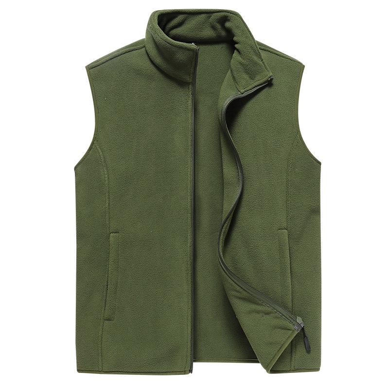 Men's Autumn & Winter Double-Sided Fleece Vest - Stand-Up Collar, Thickened, Warm, Sporty & Casual Style.