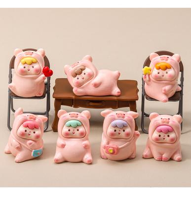 7 ks/Sada Růžová figurka prasátka Hračka Mini figurka Stolní dekorace Ozdoby Hračky Pro kluky i holky Vánoční dárky