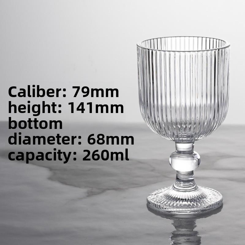 American Short BarwareStem Striped Red Wine Glass Set with Wide Mouth for Ice Cream and Hotel