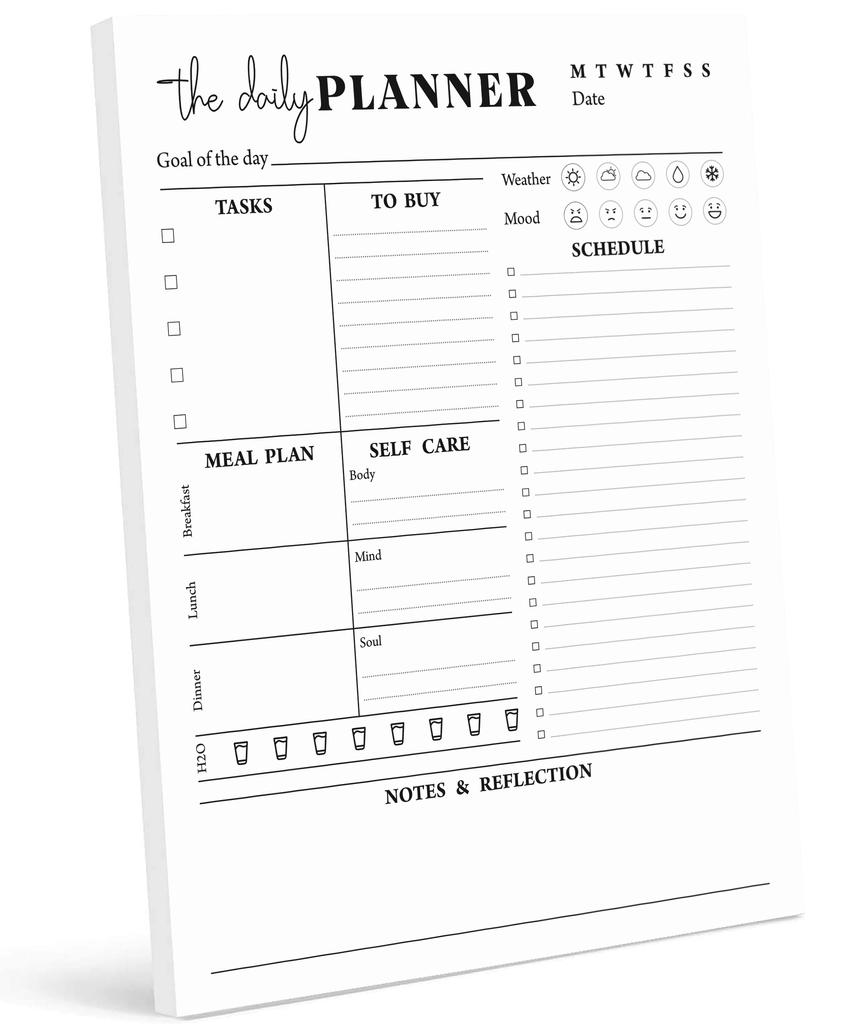 Inkdotpot Daily Planner Tear Off Pad, To-Do List Notepad- 50 Undated Sheets- Day Schedule Planner- Work Planner- Day Organizer Notepad
