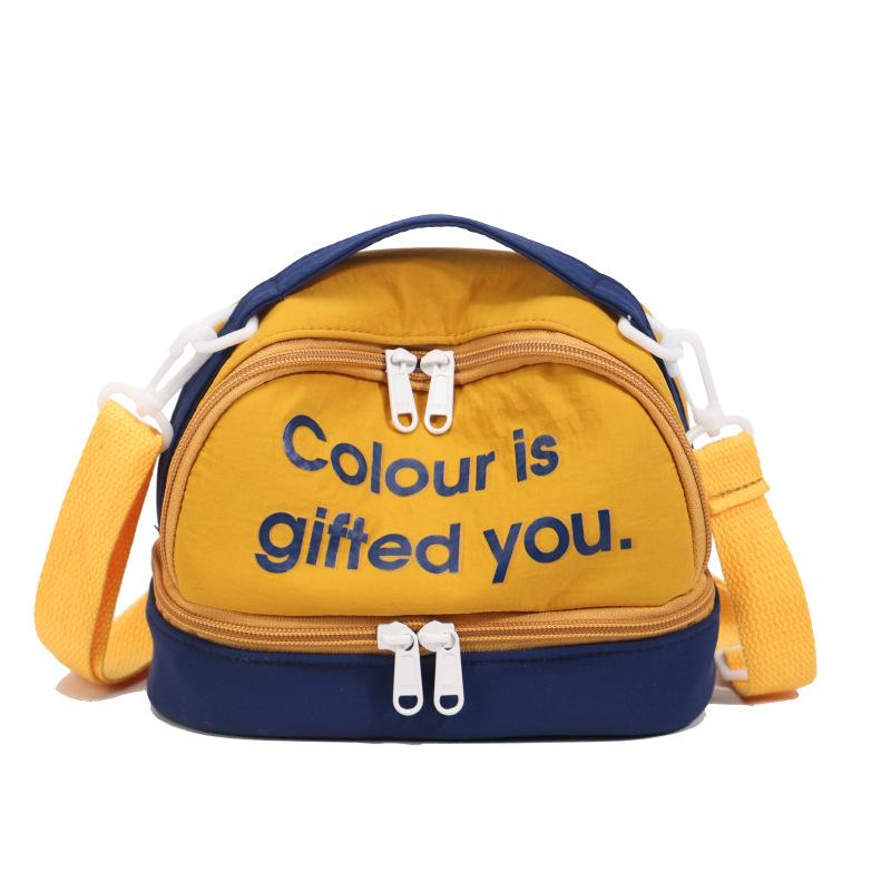 Fashion new contrasting color dopamine change bag portable messenger bag English letter pattern trendy women's bag
