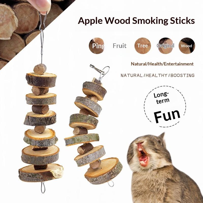 Natural Wood Grass Sticks Chew Toy String, Hanging Treat for Rabbits Guinea Pigs Hamsters Chinchillas, Small Animal Teeth Grindi