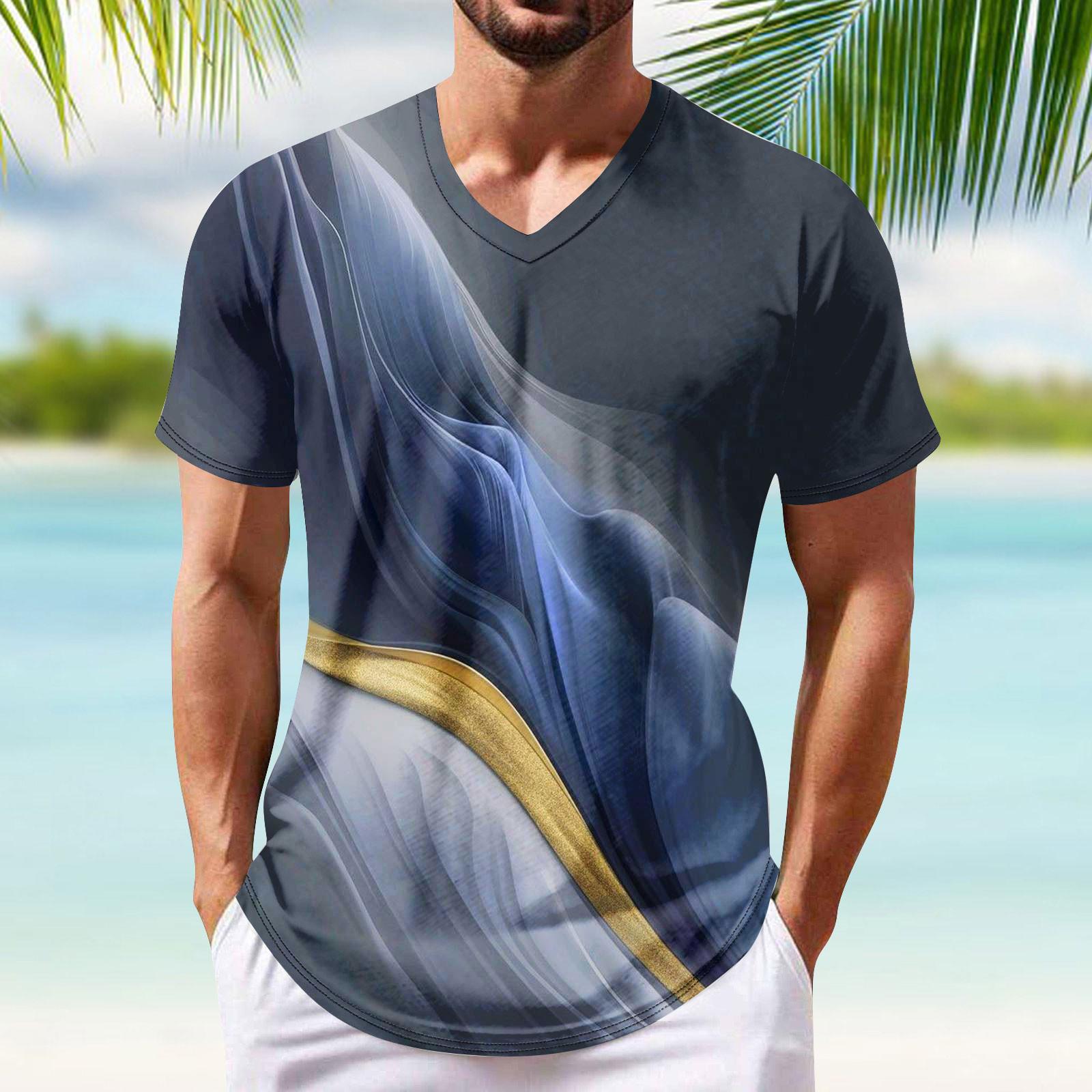 

Летняя мужская популярная футболка с v-образным вырезом и короткими рукавами с принтом L