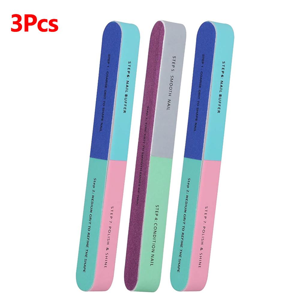 1/5Pcs Nail File Seven Sided Polishing Tools Manicure Pedicure Professional Files Nail Art Sanding Buffer Block Nail Tools