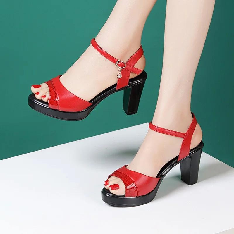 

Summer Comfortable and Elegant Women s Casual Sandals, Fashionable New Style with Fish-mouth Design, Lightweight and Party Style 35 червоний