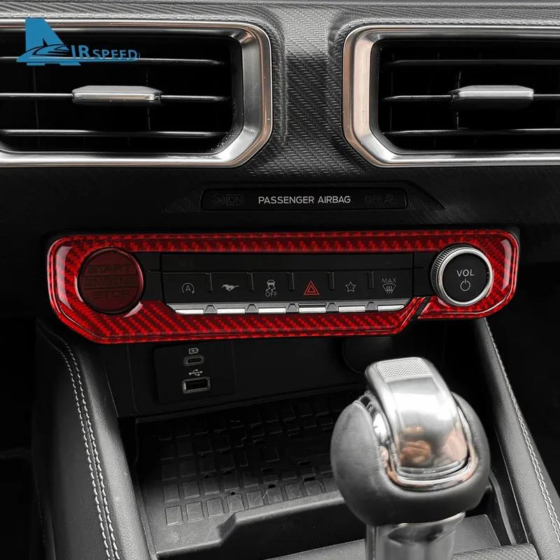 Real Soft Carbon Fiber Sticker For Ford Mustang GT 2024 2025  LHD RHD Car Central Control Star Button Interior Trim Accessories